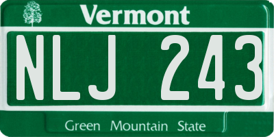 VT license plate NLJ243