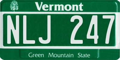 VT license plate NLJ247