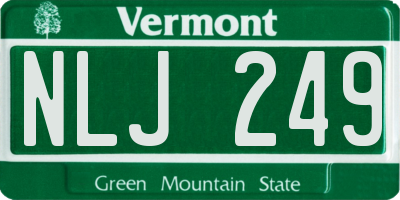 VT license plate NLJ249