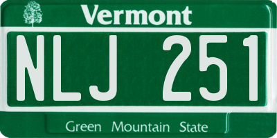 VT license plate NLJ251