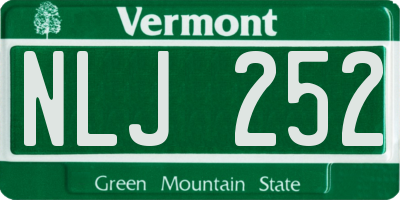 VT license plate NLJ252