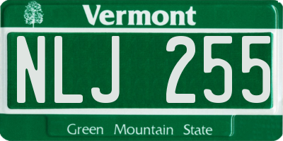 VT license plate NLJ255