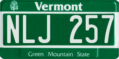 VT license plate NLJ257