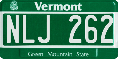 VT license plate NLJ262
