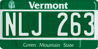 VT license plate NLJ263