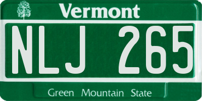 VT license plate NLJ265