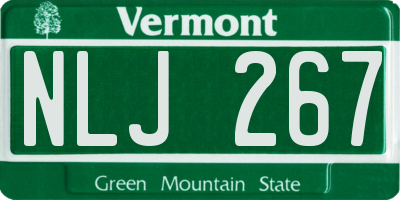 VT license plate NLJ267