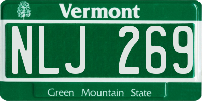 VT license plate NLJ269