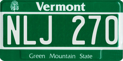 VT license plate NLJ270