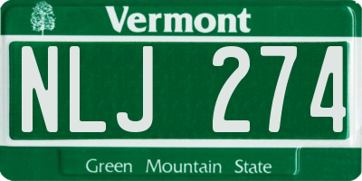 VT license plate NLJ274