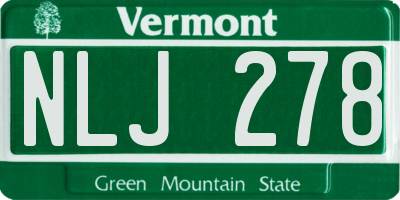VT license plate NLJ278