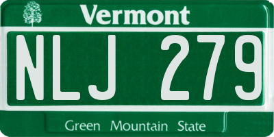 VT license plate NLJ279