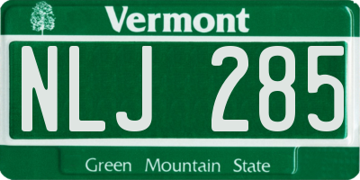 VT license plate NLJ285