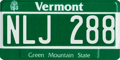 VT license plate NLJ288