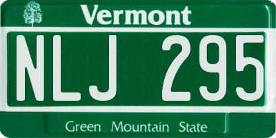 VT license plate NLJ295