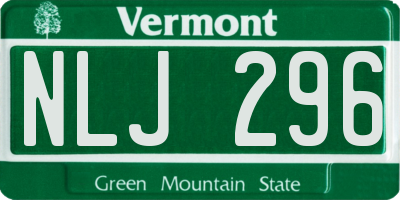 VT license plate NLJ296