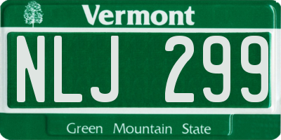 VT license plate NLJ299