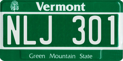 VT license plate NLJ301