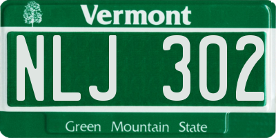 VT license plate NLJ302