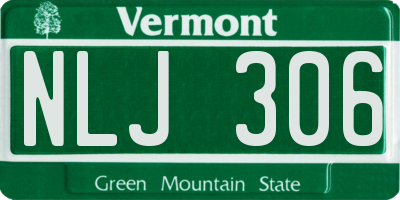 VT license plate NLJ306