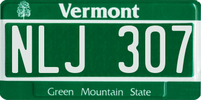 VT license plate NLJ307