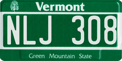 VT license plate NLJ308
