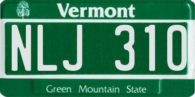 VT license plate NLJ310