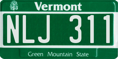 VT license plate NLJ311