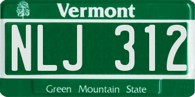VT license plate NLJ312