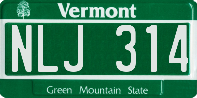 VT license plate NLJ314