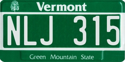 VT license plate NLJ315