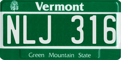 VT license plate NLJ316