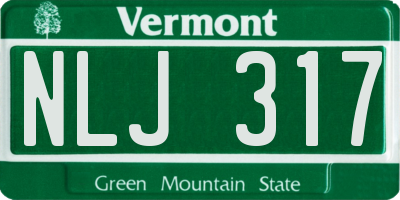 VT license plate NLJ317