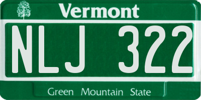 VT license plate NLJ322