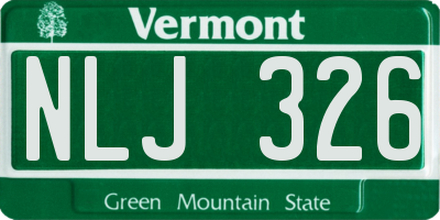 VT license plate NLJ326