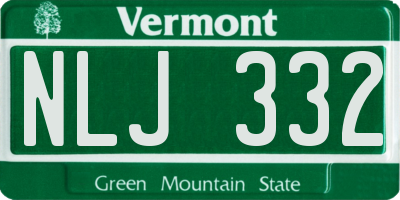 VT license plate NLJ332