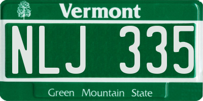 VT license plate NLJ335