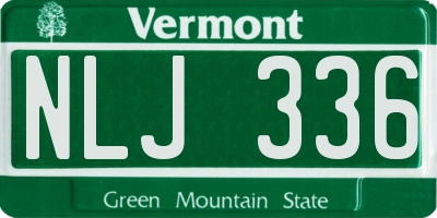 VT license plate NLJ336