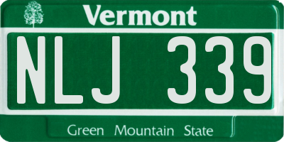 VT license plate NLJ339
