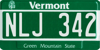 VT license plate NLJ342
