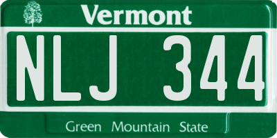 VT license plate NLJ344