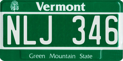 VT license plate NLJ346