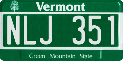 VT license plate NLJ351
