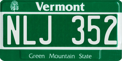 VT license plate NLJ352