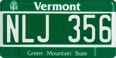VT license plate NLJ356