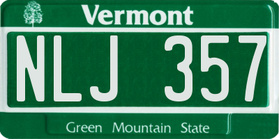 VT license plate NLJ357
