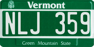 VT license plate NLJ359