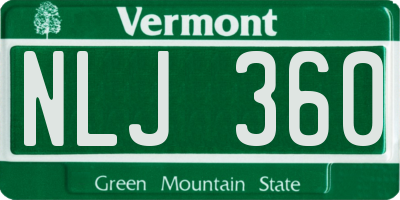 VT license plate NLJ360