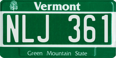 VT license plate NLJ361