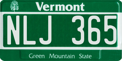 VT license plate NLJ365